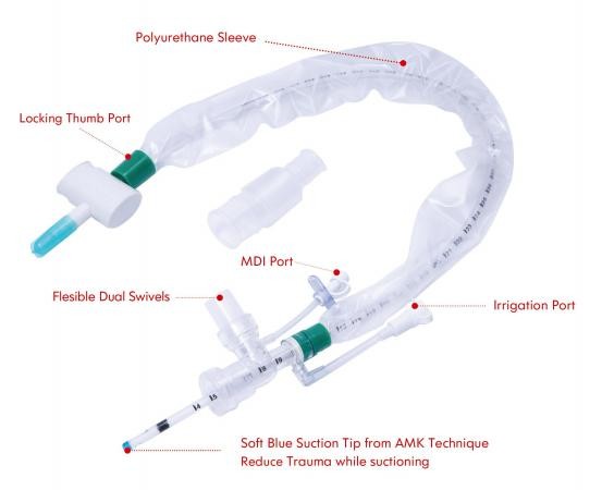 Ống hút vòng kín vòng xoay hai khuỷu tay 10Fr Endotracheal type 1